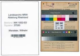 Entnazifizierung Wilhelm Wendeler, geb. 12.09.1895 (Lehrer)