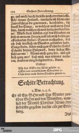 Sechste Betrachtung. Der Mittler, JEsus Christus.