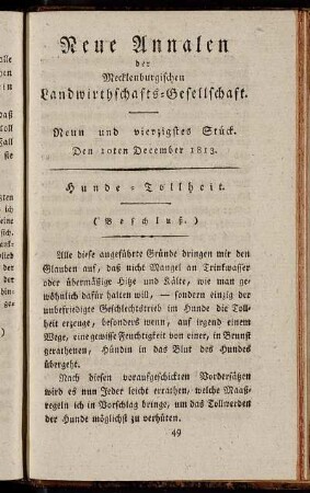 Neun und vierzigstes Stück. Den 10ten December 1813.