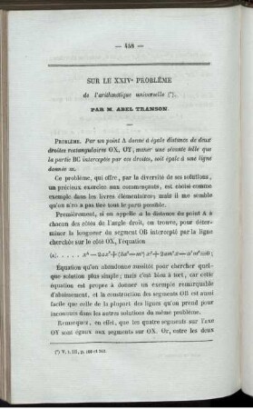 Sur le XXIV problème.