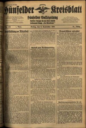 Erste Ausgabe vom Freitag, den 06. September 1935.
