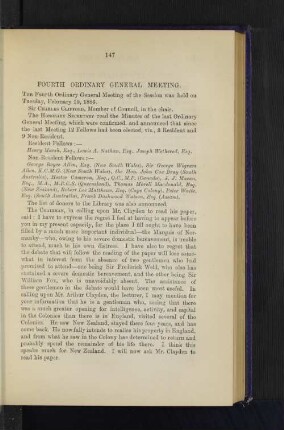 Fourth Ordinary General Meeting: New Zealand in 1884. By Arthur Clayden, Esq.