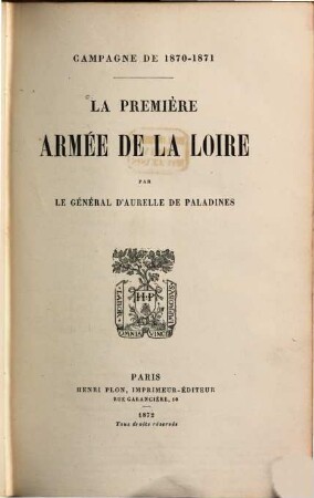 Campagne de 1870-1871 : La première Armée de la Loire