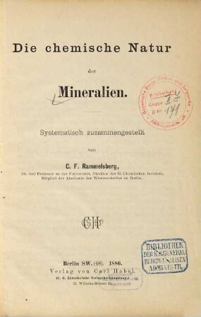 Die chemische Natur der Mineralien