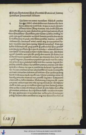 Oratio Bartholomei Scale...ad summum Pontificem Innocentium octavum