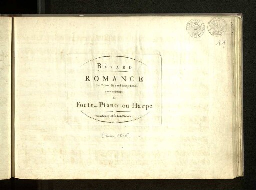 Romance: Le preux Bayard dans la lice etc. : Bayard ; avec accomp. de forte-piano ou harpe