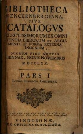 Bibliotheca Senckenbergiana, 1.