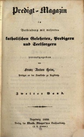 Predigt-Magazin. 2. 1839