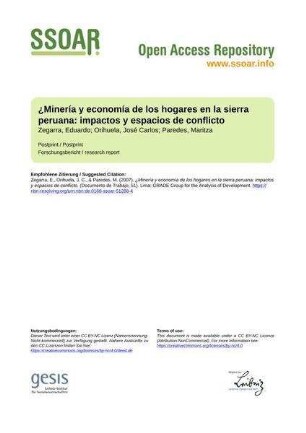 ¿Minería y economía de los hogares en la sierra peruana: impactos y espacios de conflicto