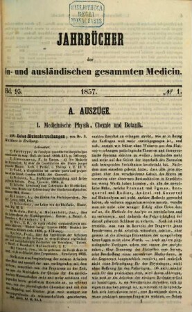 Schmidt's Jahrbücher der in- und ausländischen gesammten Medicin. 95. 1857