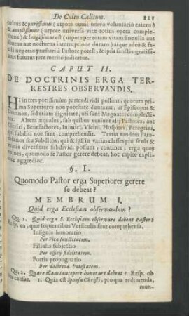 Caput II. De Doctrinis Erga Terrestres Observandis.