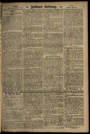 Zweite Ausgabe vom Mittwoch, den 08. Januar 1913.