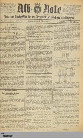 Alb-Bote : Rundschau von der Alb : Münsinger Kreiszeitung : Heimatblatt der Alb