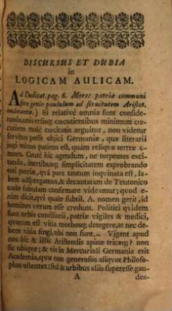 Discursus et dubia in Chr. Thomasii introductionem ad philosoph. aulicam