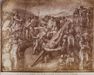 Michelangelo Buonarroti: Die Kreuzigung des Heiligen Petrus. Cappella Paolina, Vatikanischer Palast, Rom