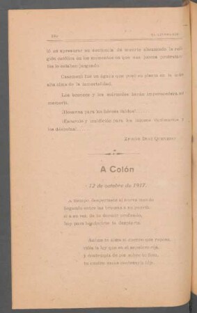 A Colón : 12 de octubre de 1917.