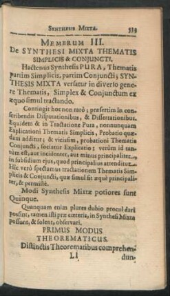 Membrum III. De Synthesi Mixta Thematis Simplicis & Coniuncti