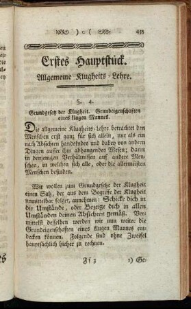 Erstes Hauptstück. Allgemeine Klugheits-Lehre.