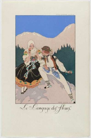 "Le Langage des Fleurs", aus dem Mode-Almanach "Falbalas et Fanfreluches 1922"
