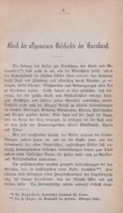 Abriß der allgemeinen Geschichte der Turnkunst.