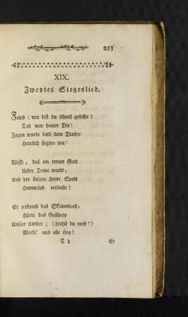 XIX. Zweytes Siegeslied.