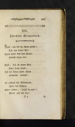 XIX. Zweytes Siegeslied.