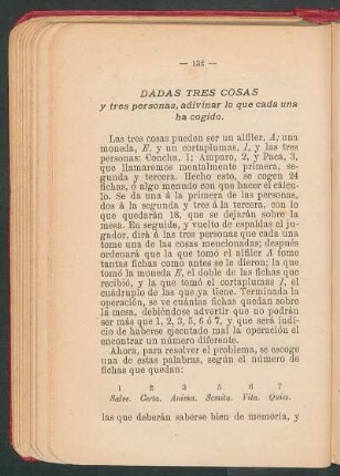 Dadas tres cosas y tres personas, adivinar lo que cada una ha cogido.
