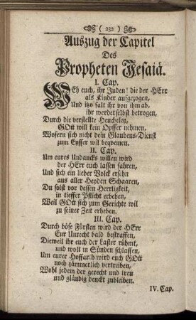 Außzug der Capitel Des Propheten Jesaiae