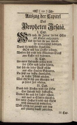 Außzug der Capitel Des Propheten Jesaiae