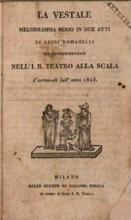 La vestale : Melodramma serio in 2 atti