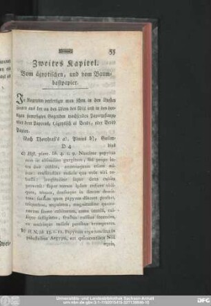 Zweites Kapitel. Vom ägyptischen, und vom Baumhaftpapier.