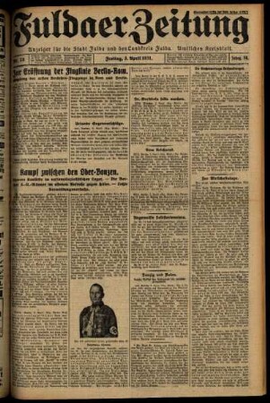 Erste Ausgabe vom Freitag, den 03. April 1931.