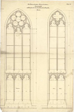 Schmidt, Heinrich von; Kaiserslautern; Marienkirche - Chorfenster bei der Sakristei u. Kapelle (Aufrisse)