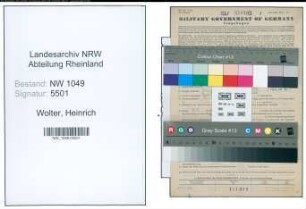 Entnazifizierung Heinrich Wolter , geb. 18.04.1921 ()