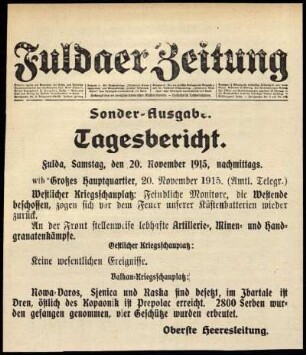 Ausgabe vom Samstag, den 20. November 1915.