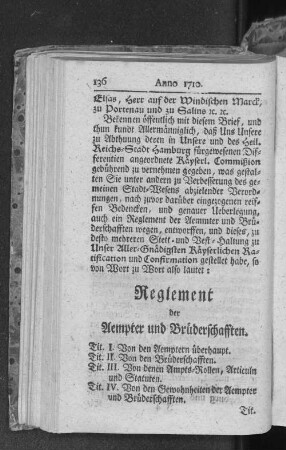 Reglement der Aempter und Brüderschafften.