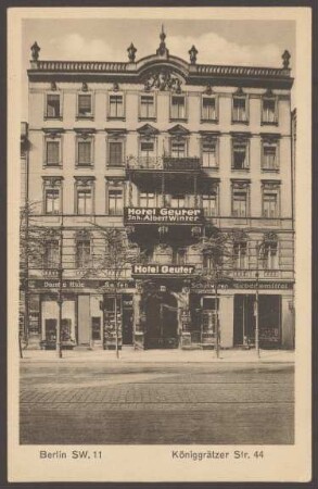 Ansichtskarte "Hotel Geuter", Königgrätzer Straße 44 [1/3]