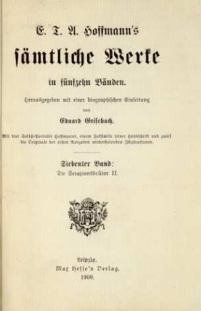 Bd. 7: Die Serapionsbrüder II.