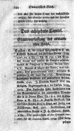 Das achtzehnte Capitel. Staatsverfassung des osmanischen Reichs