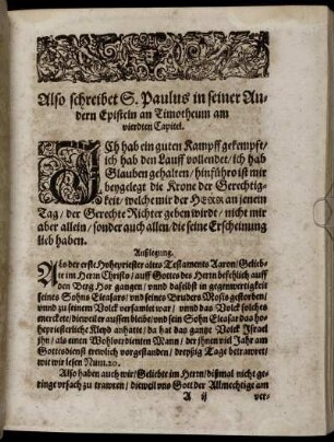 Also schreibet S. Paulus in seiner Andern Episteln an Timotheum am vierdten Capitel.