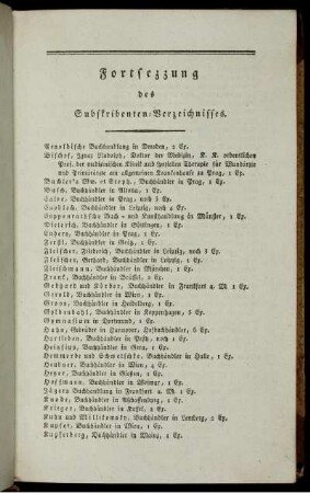 Fortsezzung des Subskribenten-Verzeichnisses.