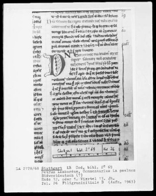 Petrus Lombardus, Commentarius in Psalmos — Initiale D, Folio 26recto