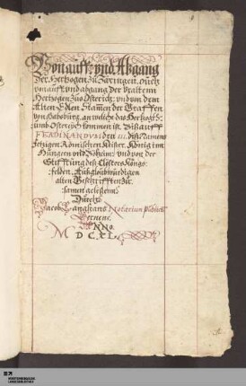 Von auff- vnd Abgang Der Hertzogen zu Zäringen - Cod.Don.608