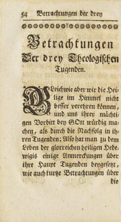 Betrachtungen Der drey Theologischen Tugenden