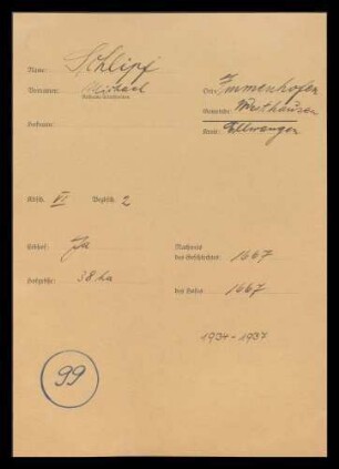 Schlipf, Michael, in: Immenhofen, Gde. Westhausen, Kreis Ellwangen