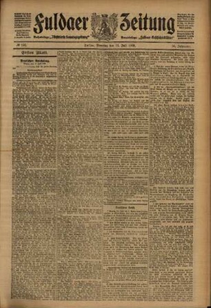Erste Ausgabe vom Dienstag, den 13. Juli 1909.