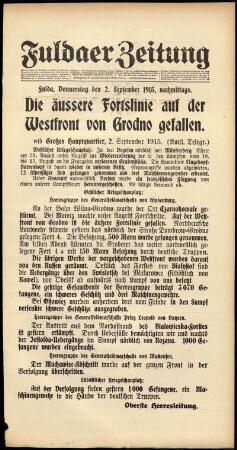 Ausgabe vom Donnerstag, den 02. September 1915.