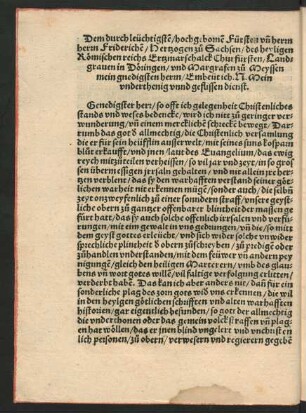 Dem durchleüchtigsten/ hochgebornen Fürsten und herrn herrn Friderichen/ Hertzogen zu Sachsen .... Embeüt ich .N. Mein underthenig unnd geflissen dienst.