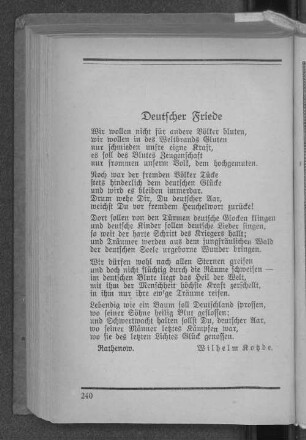 Gedicht. Deutscher Friede