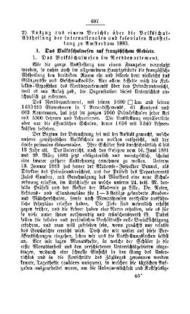 Auszug aus einem Bericht über die Volksschul-Abtheilung der internationalen und kolonialen Ausstellung zu Amsterdam 1883 : Nicht amtlicher Teil